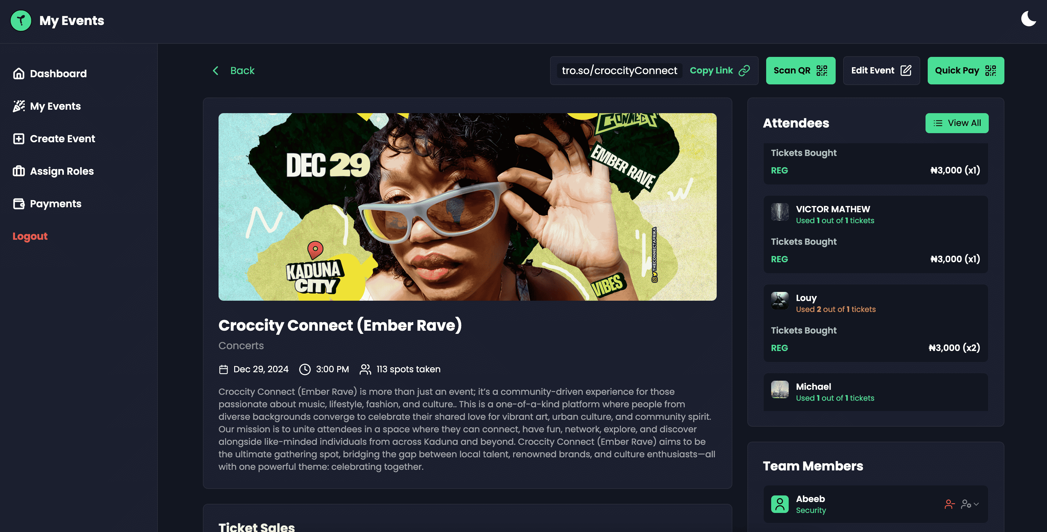 Event Dashboard